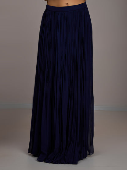 Navy Crop Top With Gather Skirt