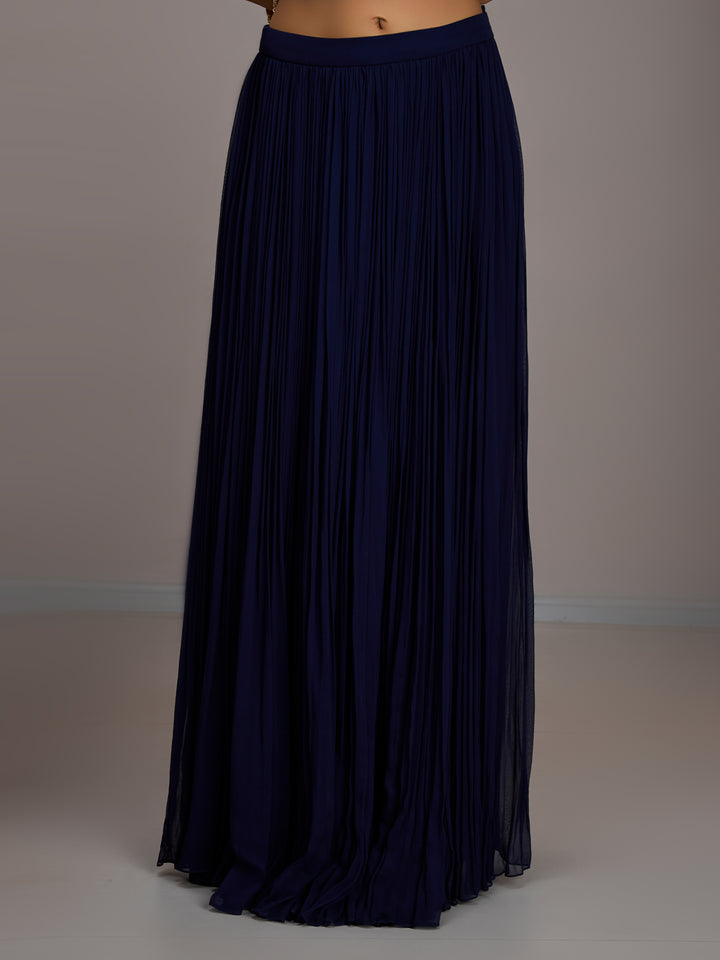 Navy Crop Top With Gather Skirt