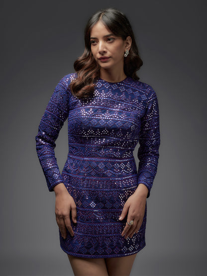 Blue Net Abla Dress
