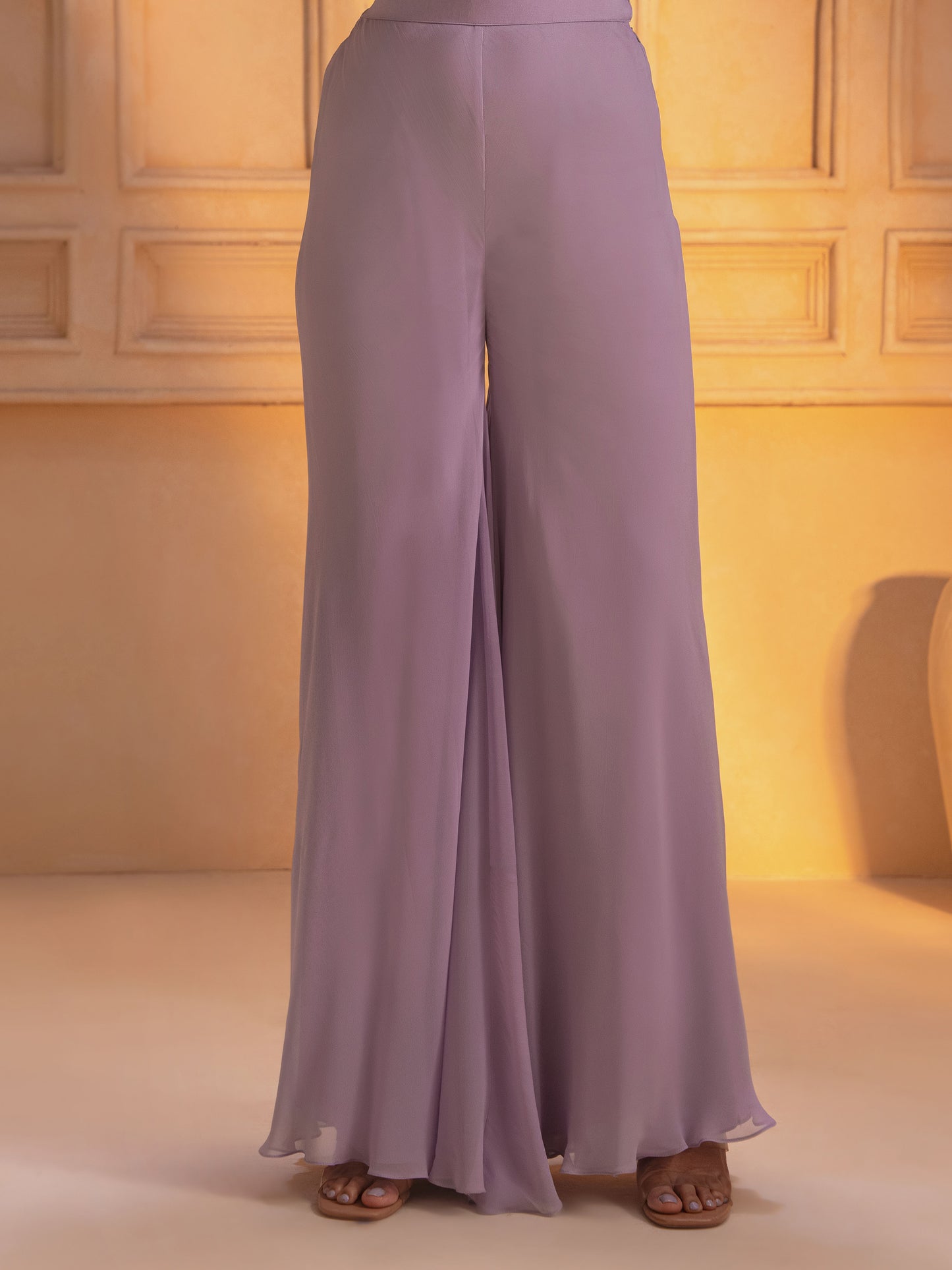 Lilac Embroidred Kurta Sharara Set
