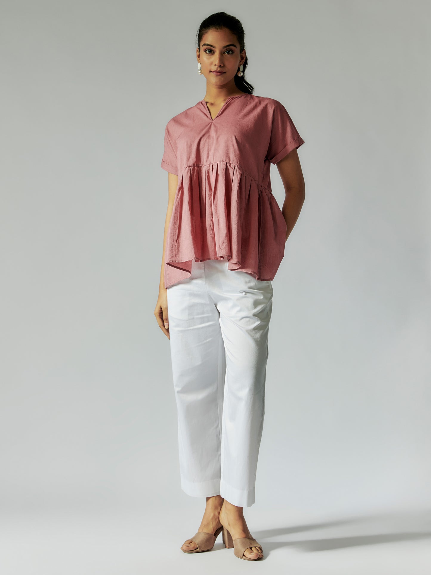 Old Rose Box Pleated Top