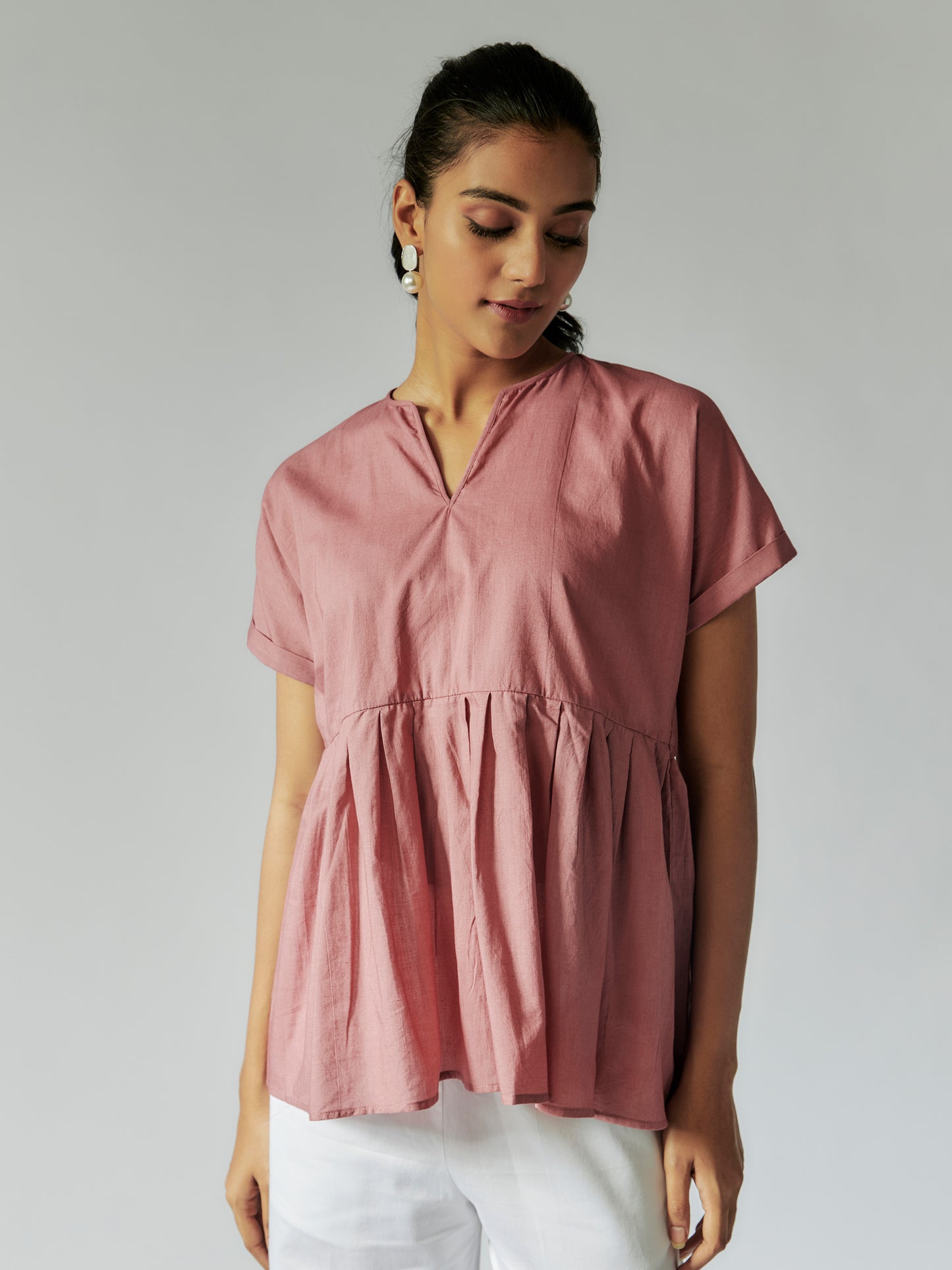 Old Rose Box Pleated Top