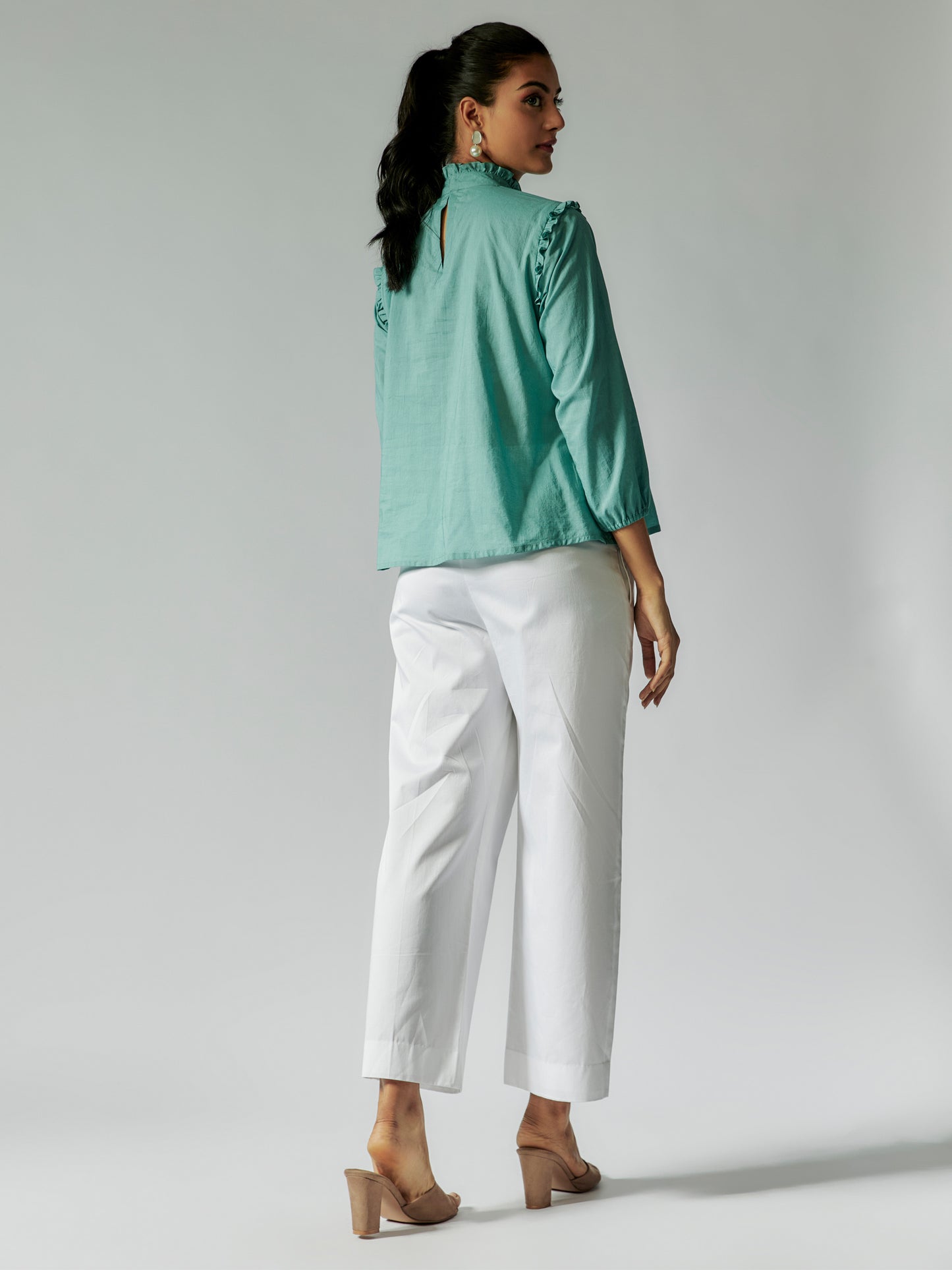 Wasabi Green Cotton Mul Co-ord Set With Pintuck Detail