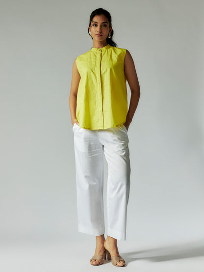 Lime Yellow Cotton Linen Shirt