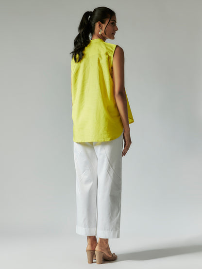 Lime Yellow Cotton Linen Shirt