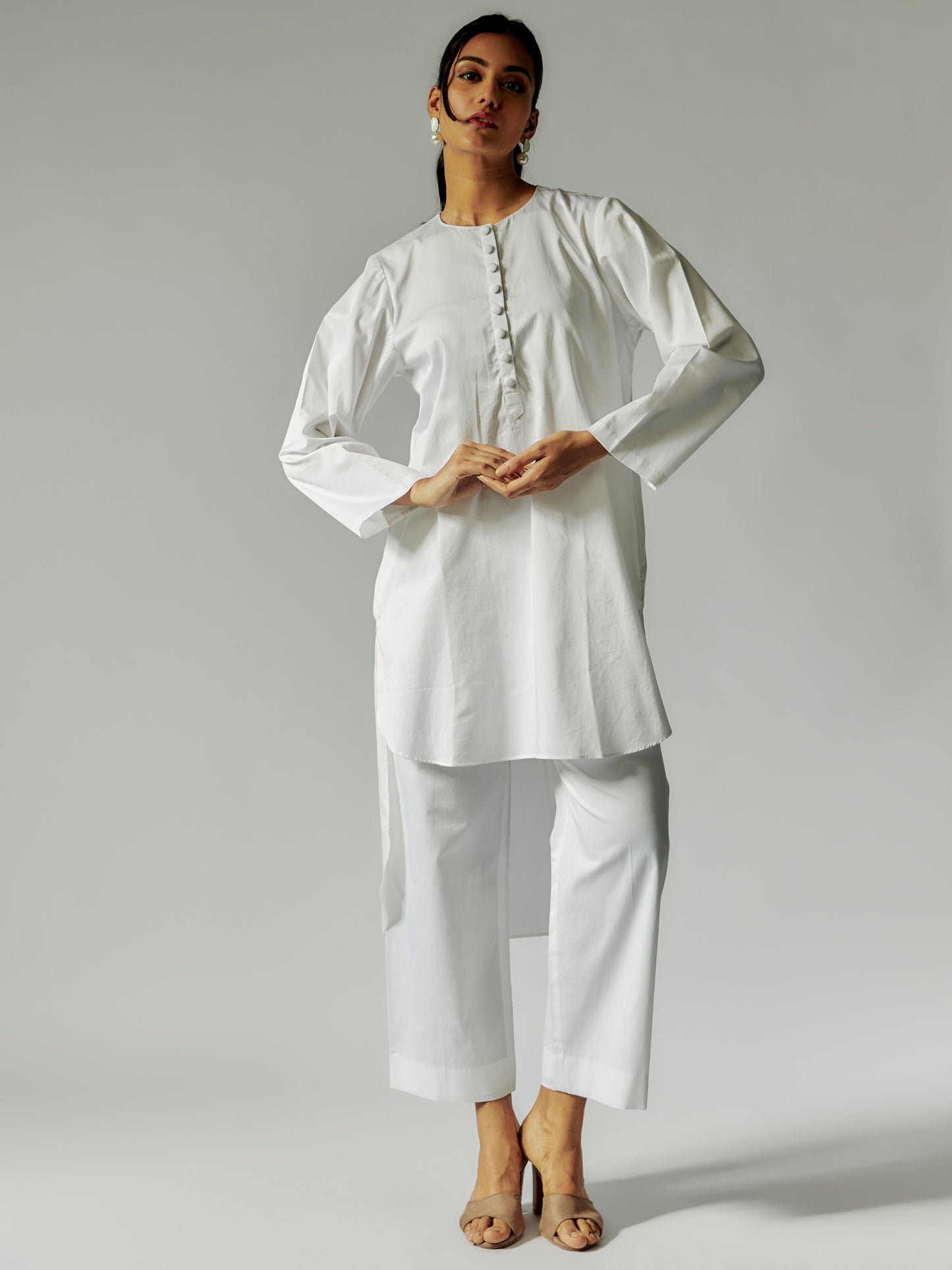 White Cotton Linen Tunic