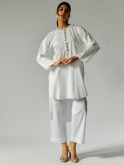 White Cotton Linen Tunic