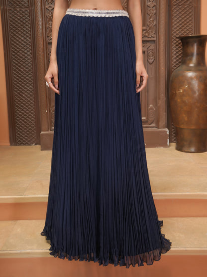 Navy Hand Embroidered Skirt Set