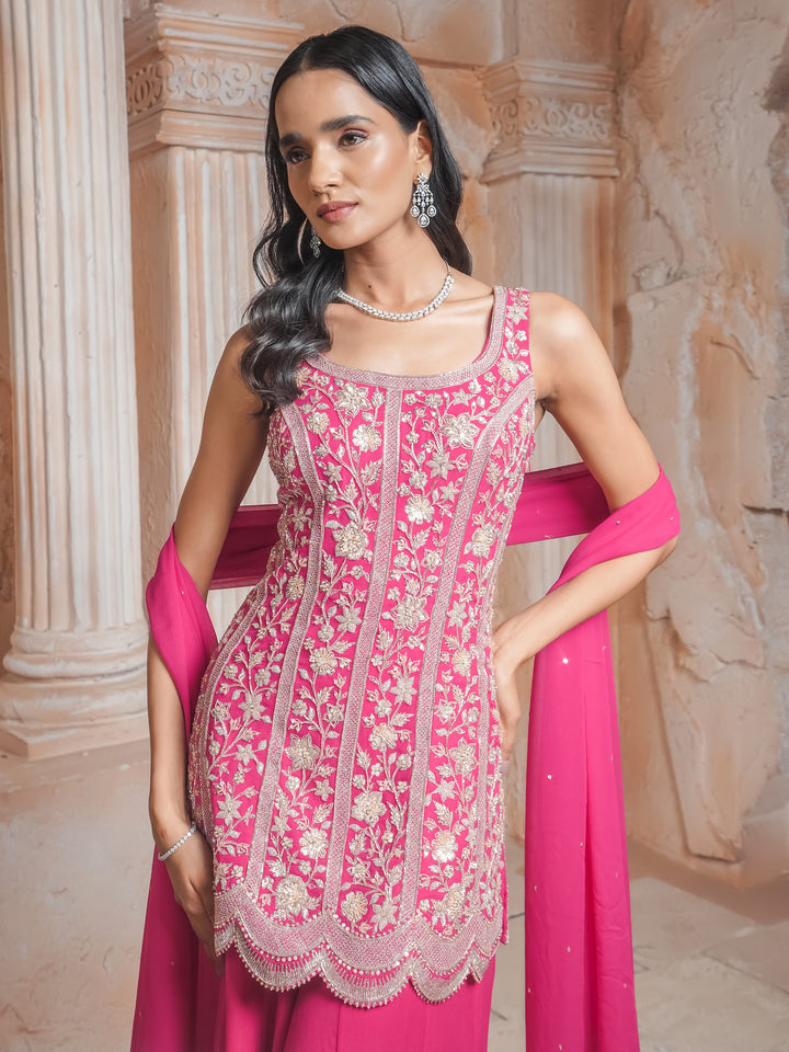 Fushcia Pink Kurta Sharara Set