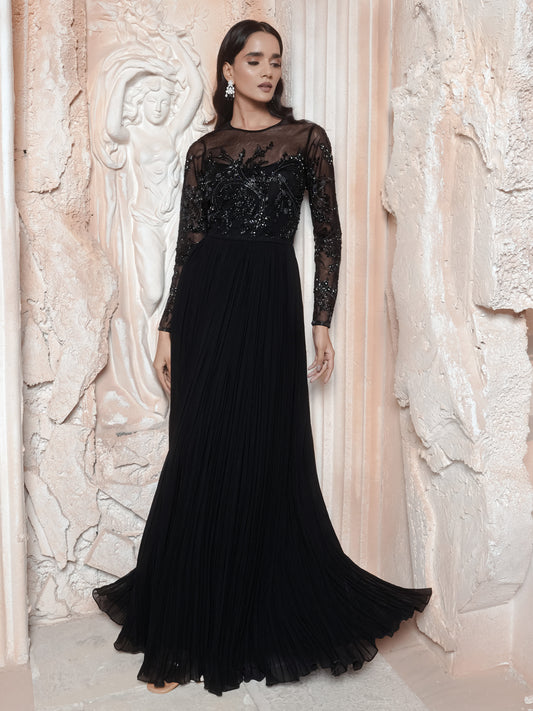 Black Hand Embroidered Gown