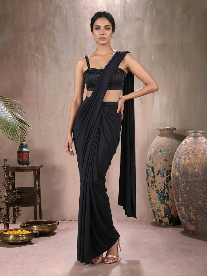 Black Blouse with Lycra Drape Saree
