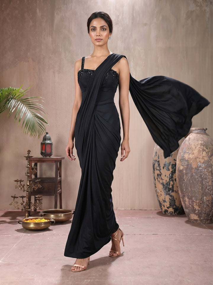 Black Blouse with Lycra Drape Saree