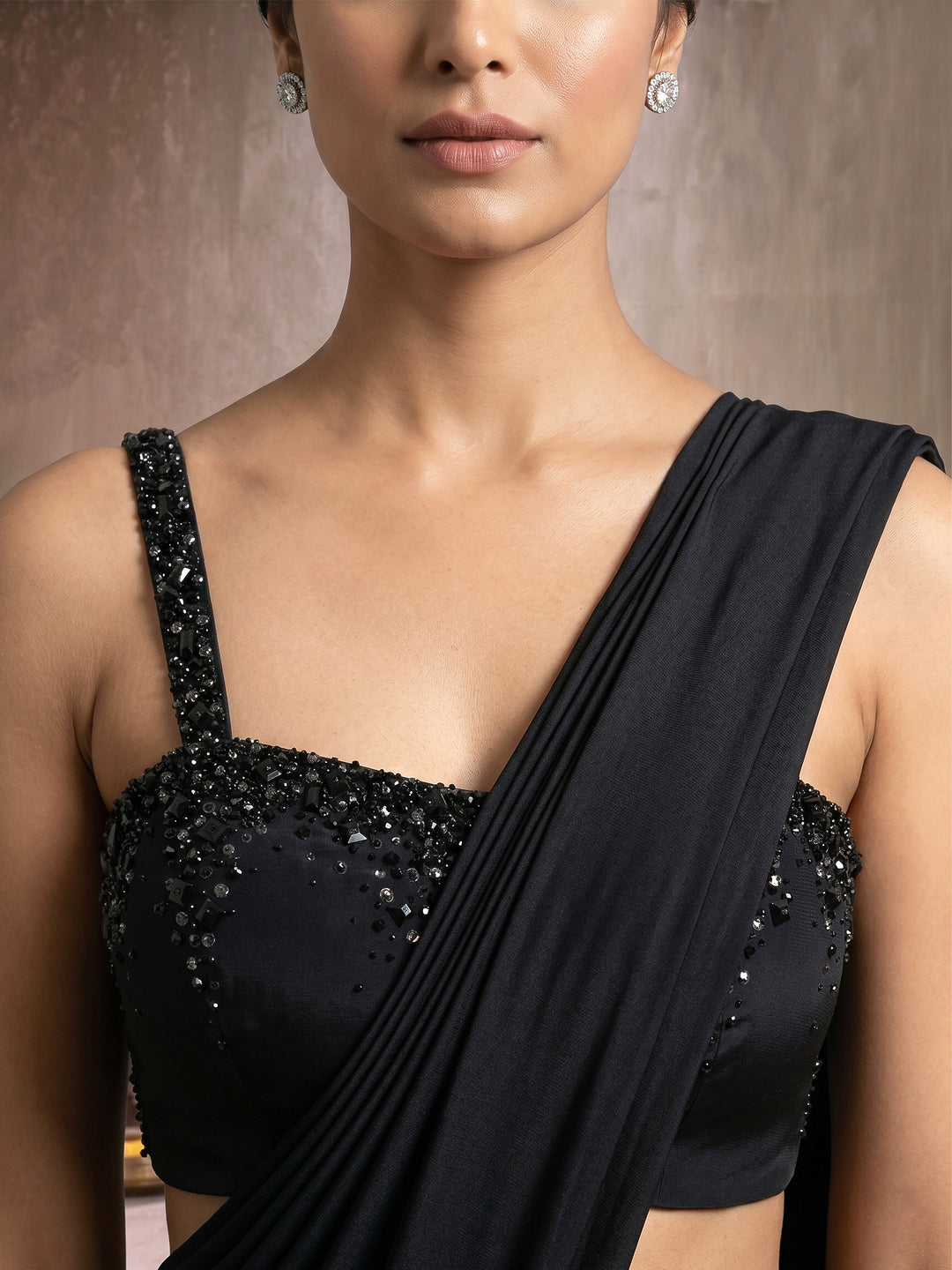 Black Blouse with Lycra Drape Saree