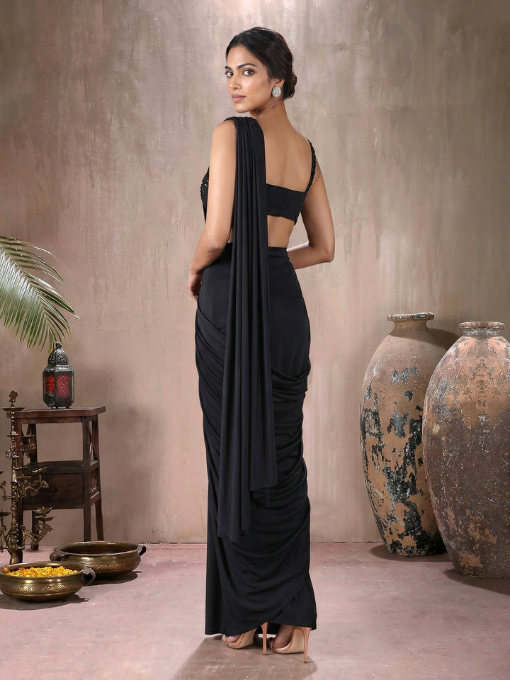 Black Blouse with Lycra Drape Saree
