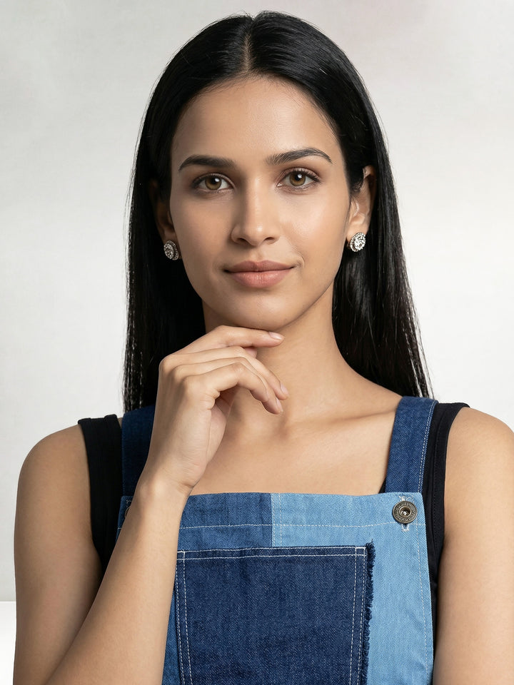 Colourblock Blue Denim Concept Short Dress