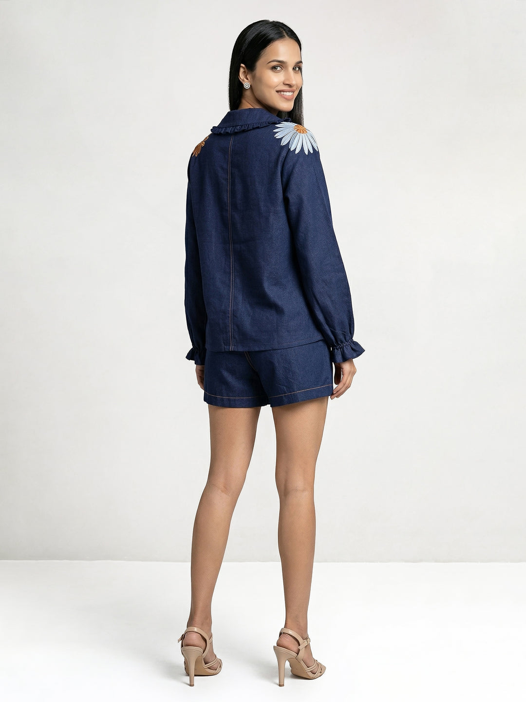 Velvet Textured Dark Blue Co-Ord Set