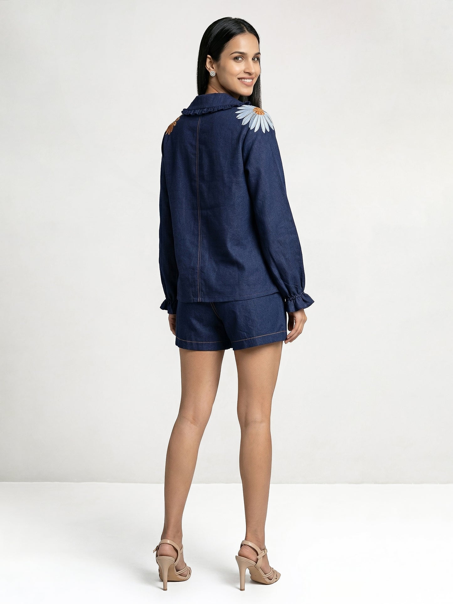 Velvet Textured Dark Blue Co-Ord Set