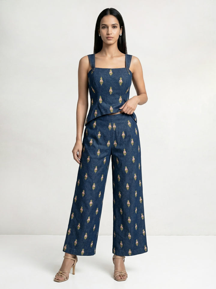 Blue Denim Peplum Top