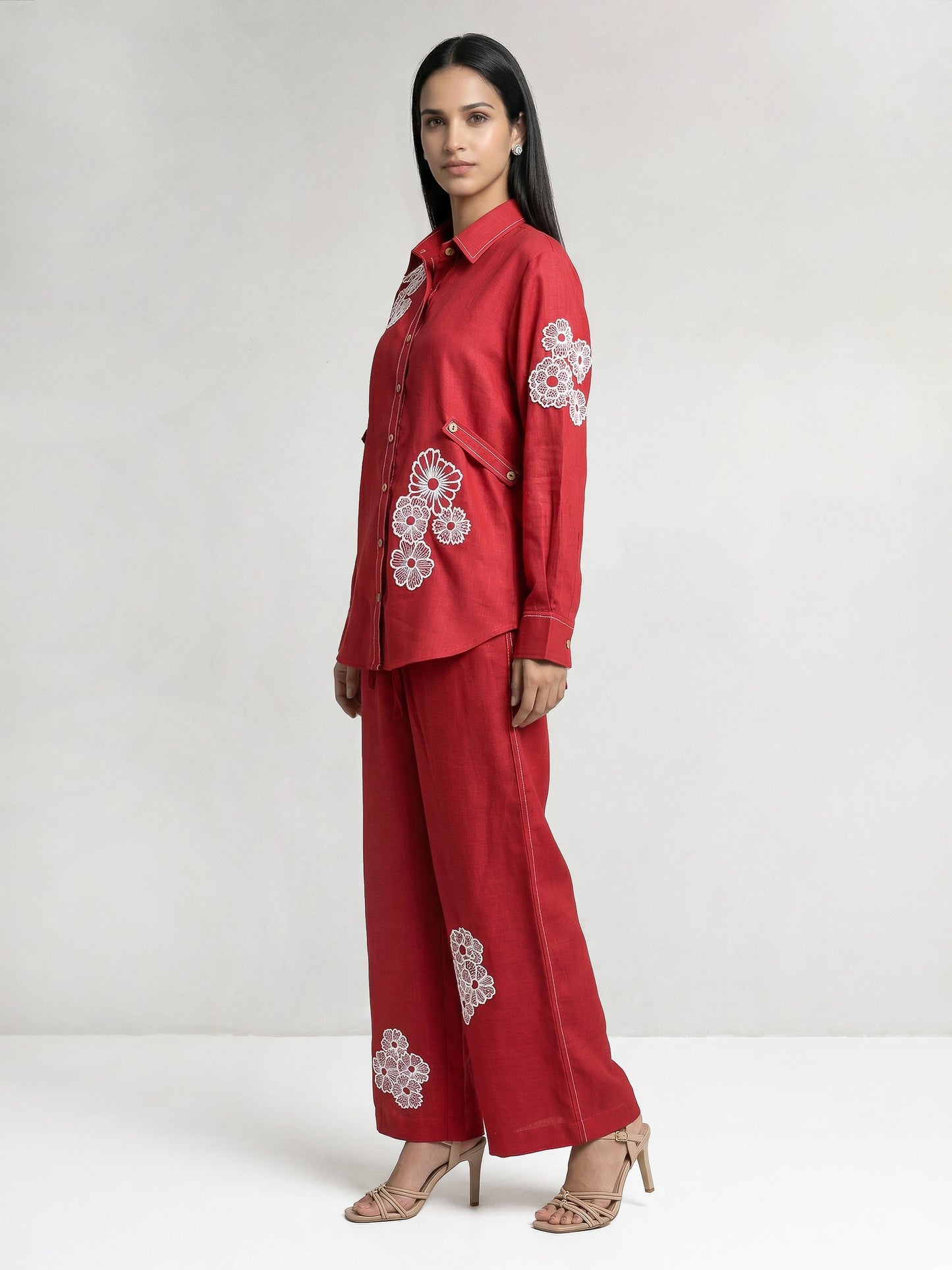 The Cherry Linen Embroidered Shirt