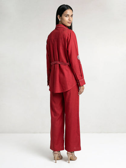 The Cherry Linen Embroidered Shirt