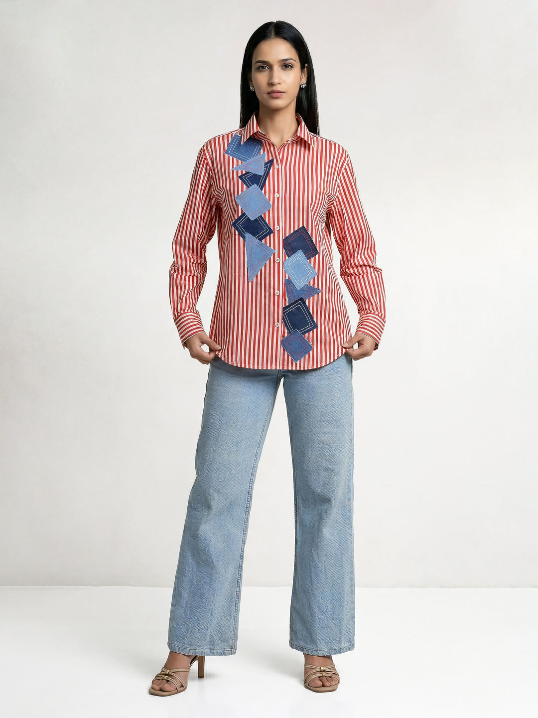 Victoria Shirt with Denim Patch