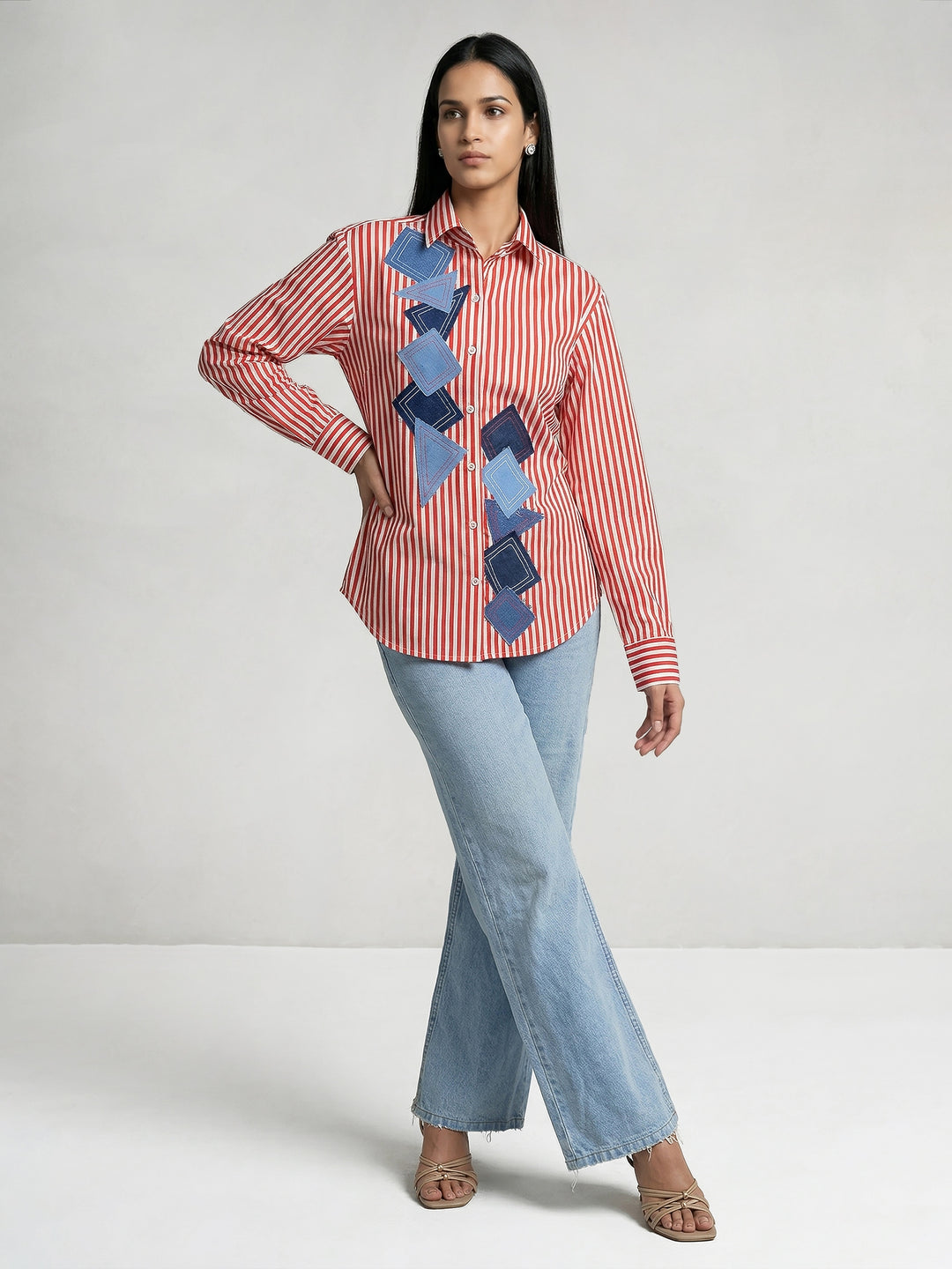 Victoria Shirt with Denim Patch