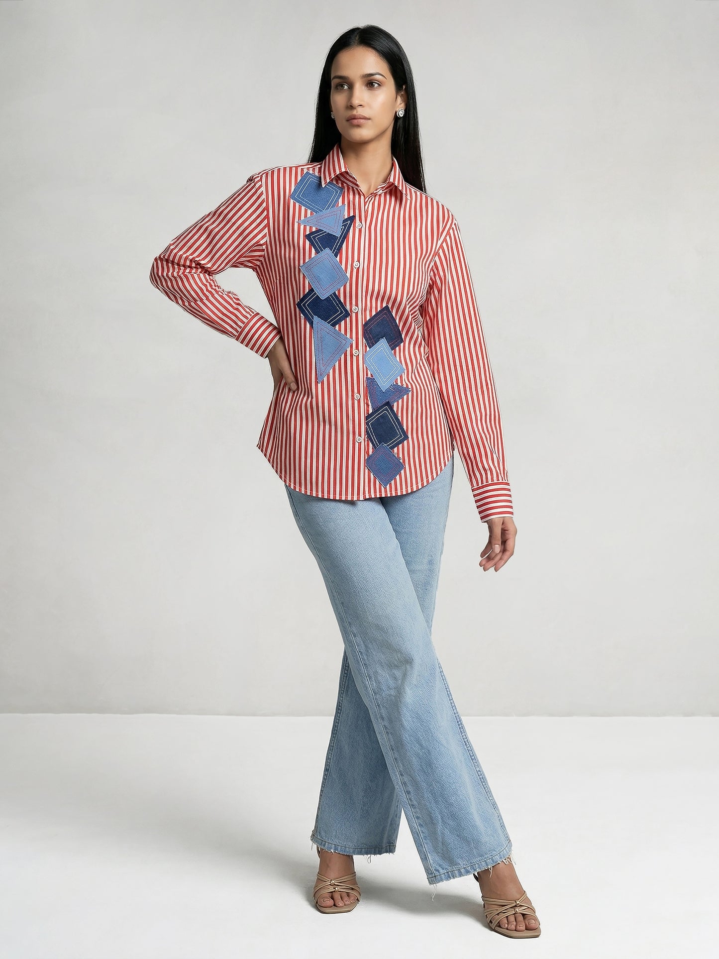 Victoria Shirt with Denim Patch