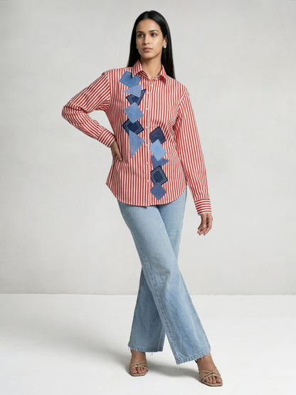 Victoria Shirt with Denim Patch