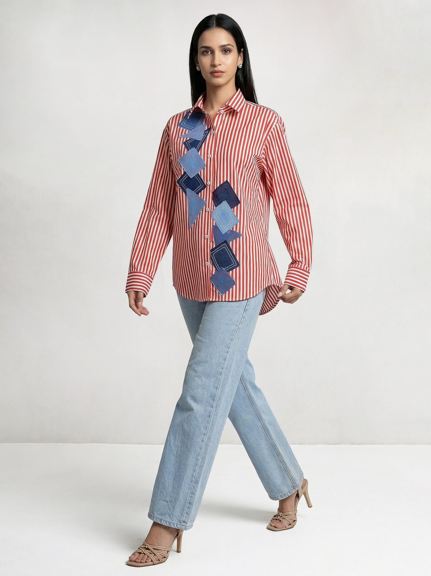 Victoria Shirt with Denim Patch