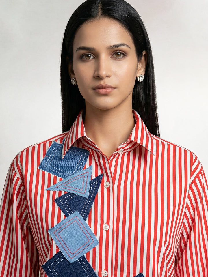 Victoria Shirt with Denim Patch