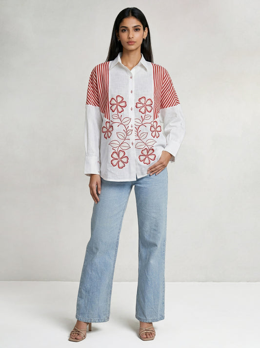 Bella Shirt With Red Stripes