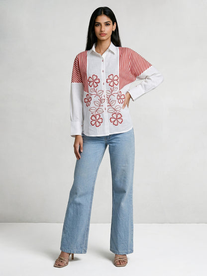 Bella Shirt With Red Stripes