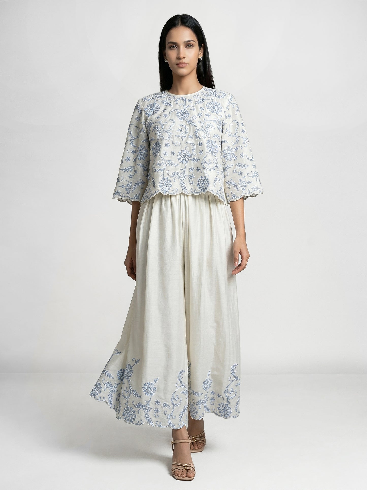 Daisy Blue Embroidered Pant