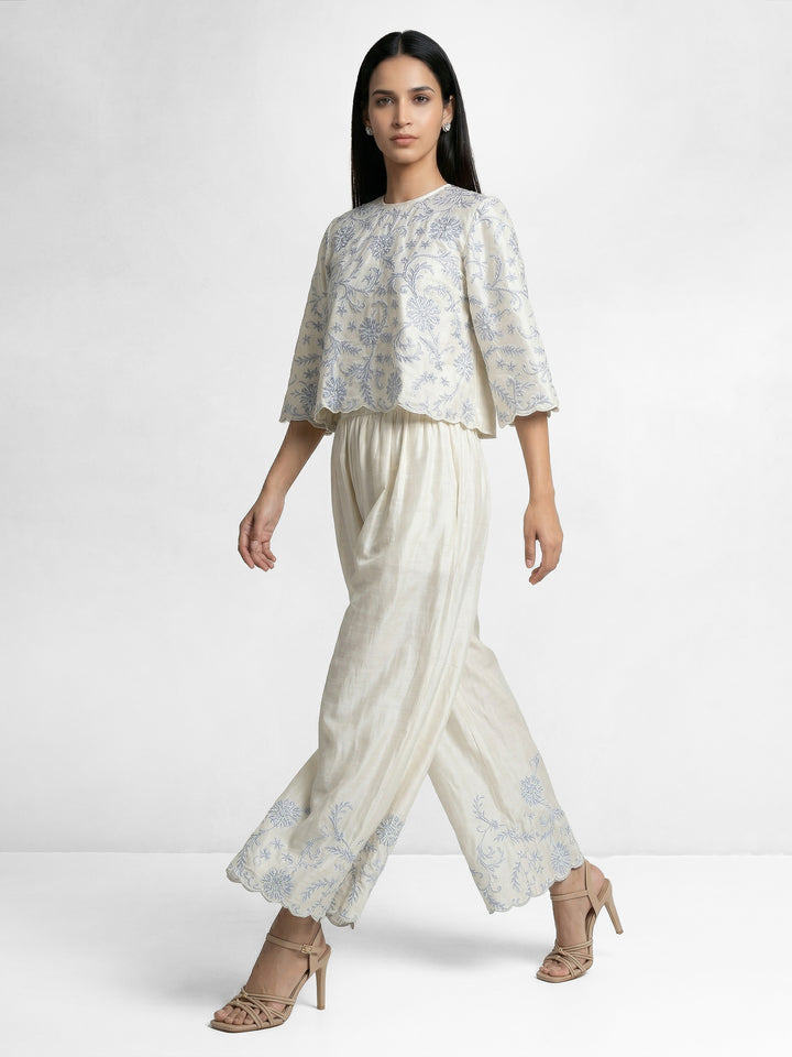 Daisy Blue Embroidered Top