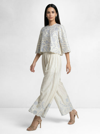 Daisy Blue Embroidered Pant