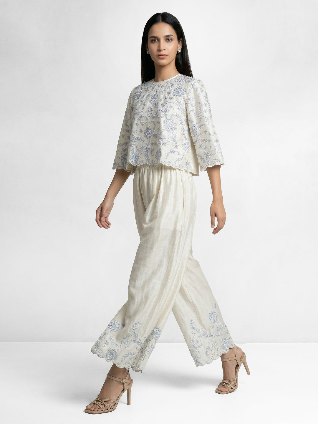 Daisy Blue Embroidered Pant