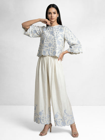 Daisy Blue Embroidered Top