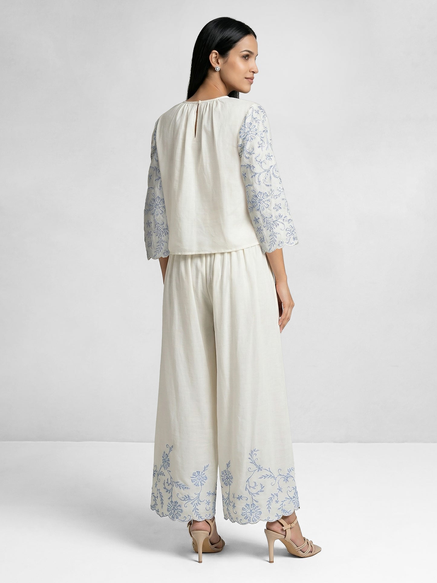 Daisy Blue Embroidered Top