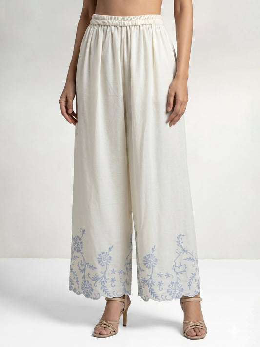 Daisy Blue Embroidered Pant