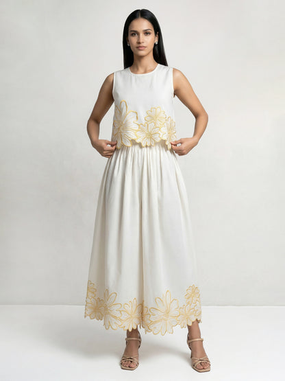 Daisy  Co-Ord Set With Yellow Embroidery