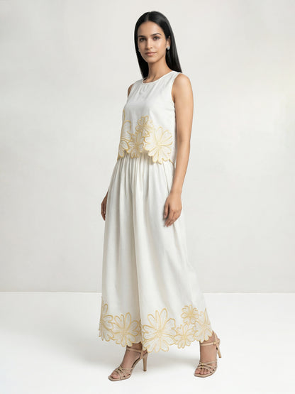 Daisy  Co-Ord Set With Yellow Embroidery