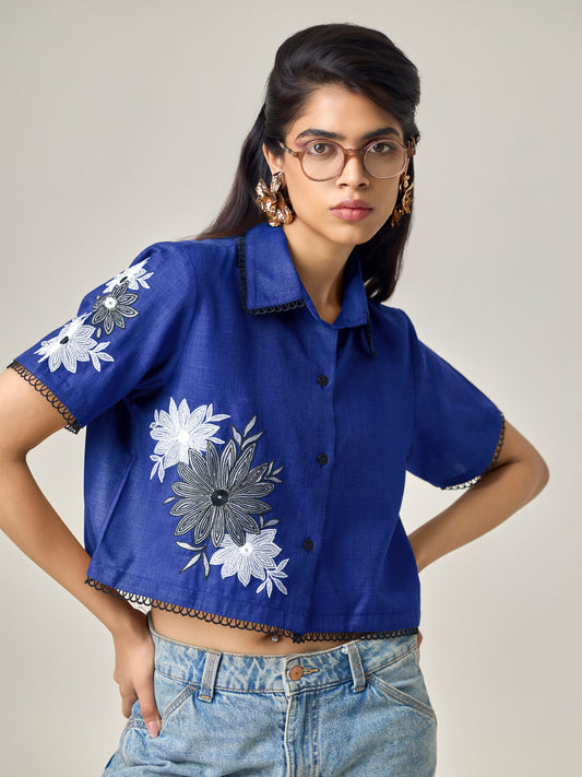 Blue Sand Dunes Crop Shirt