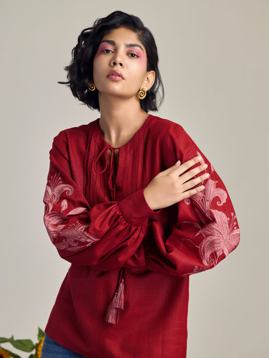 Sand Dunes Red Lantern Sleeve Top