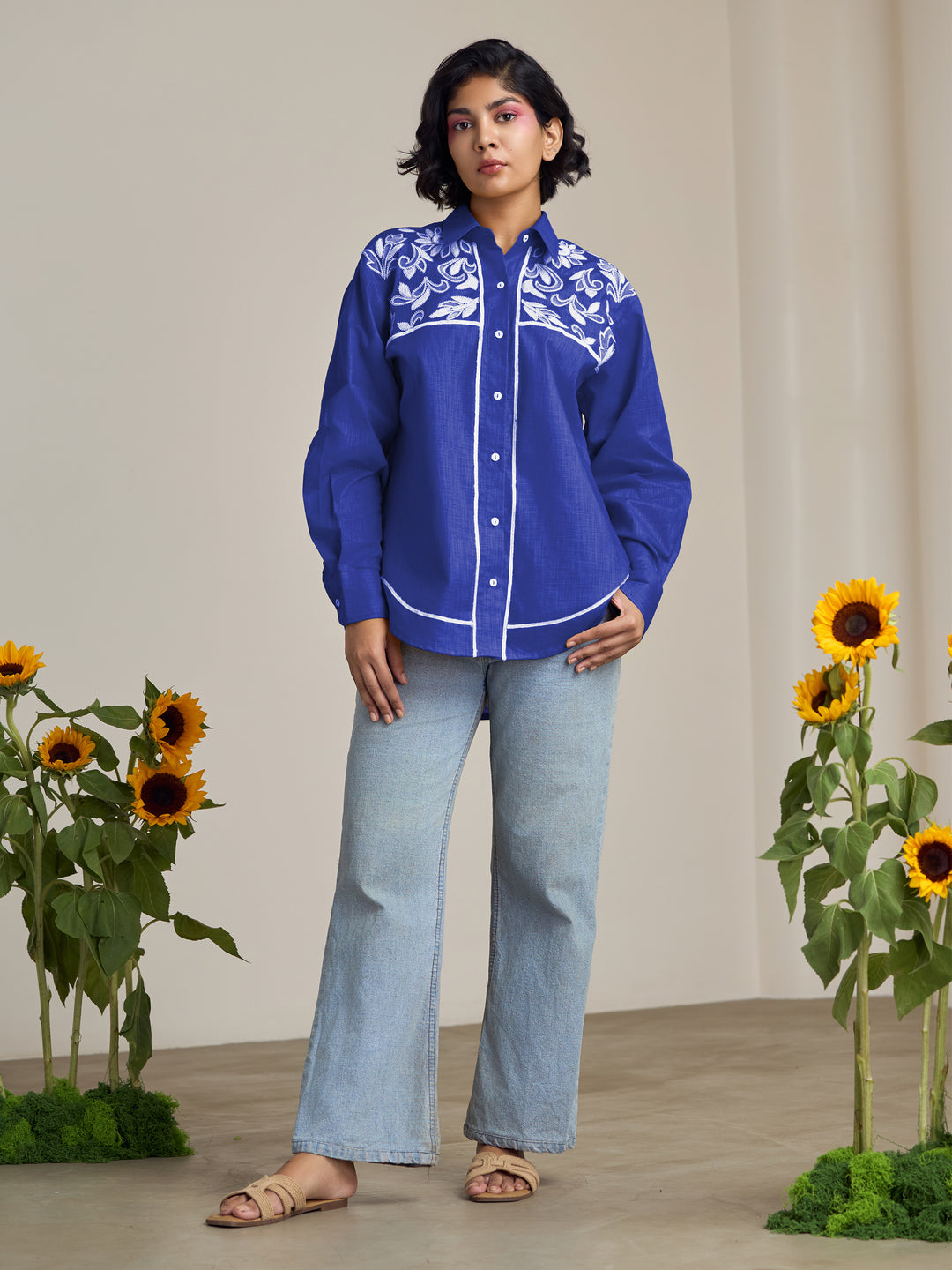 Blue Blair Cutwork Shirt