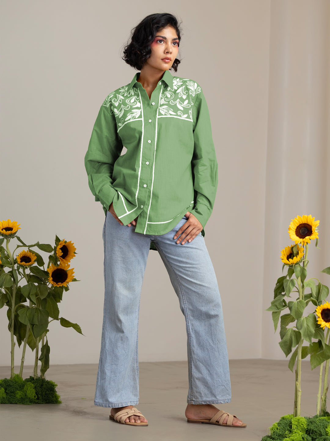 Sage Green Blair Cutwork Shirt