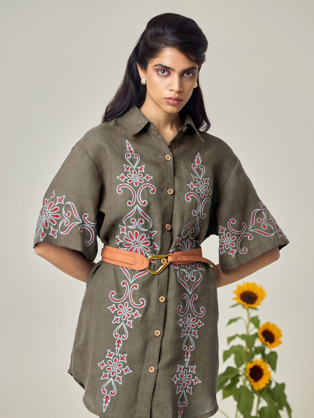 Alina Grey Shirt Dress