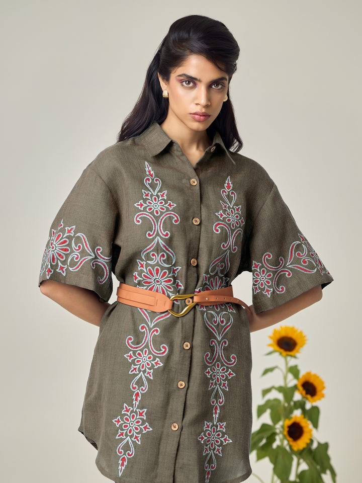 Alina Grey Shirt Dress