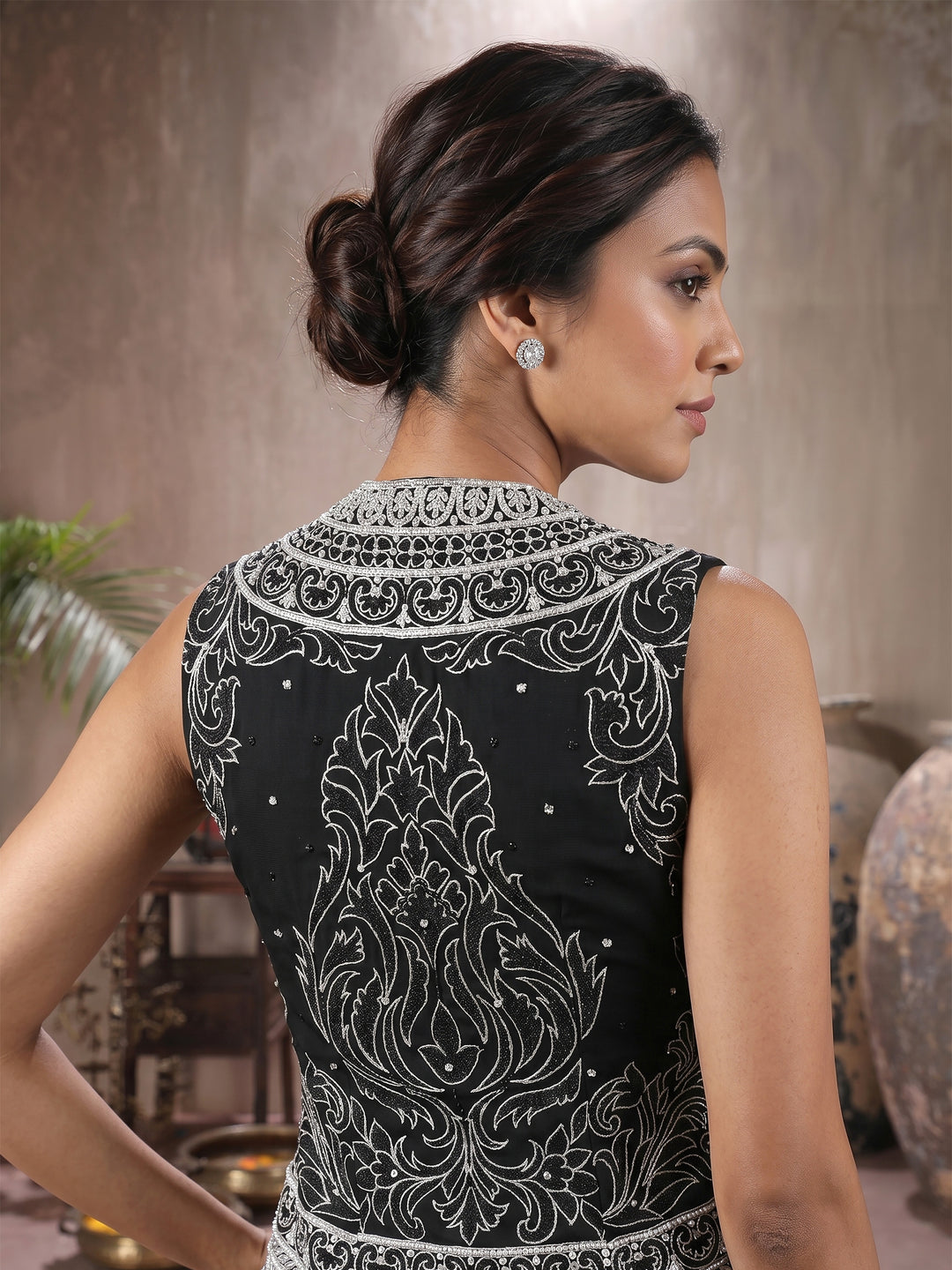 Black Full Sleeves Jacket with Sharara Pant