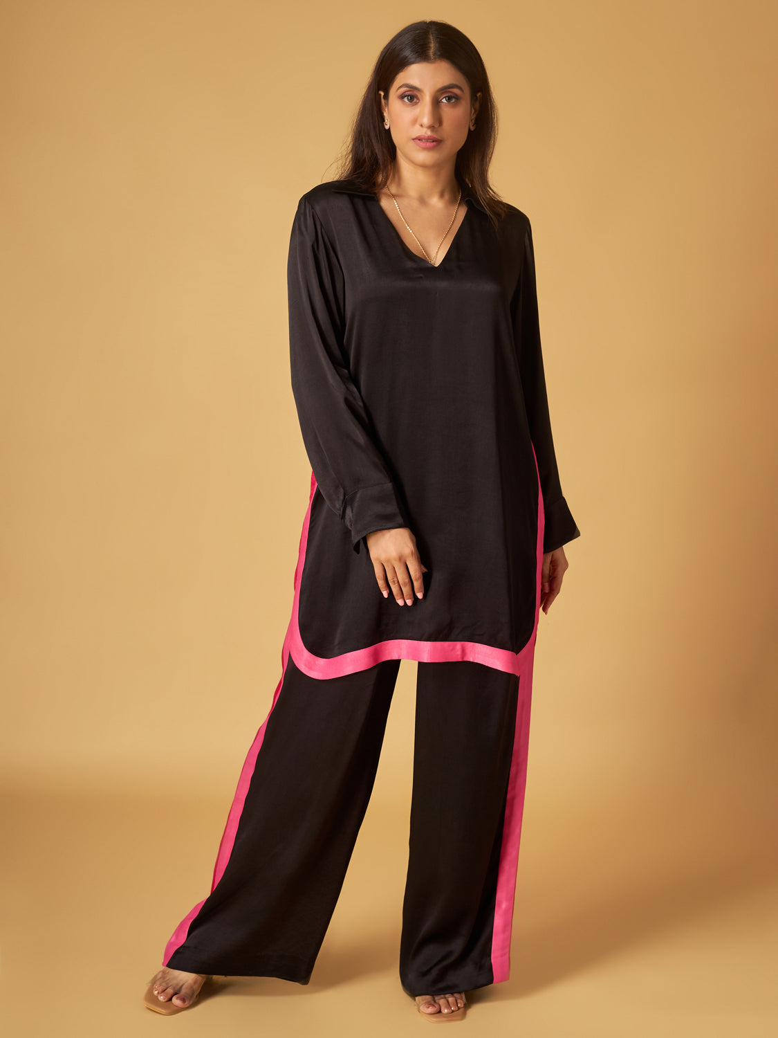 Black Crepe Satin Co-Ord Set