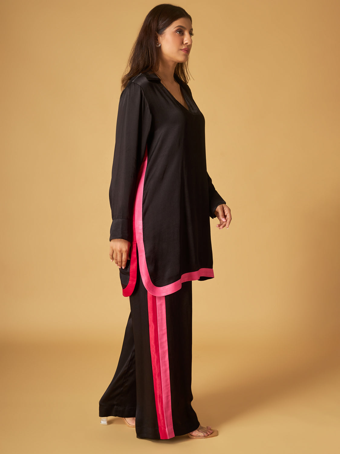 Black Crepe Satin Co-Ord Set